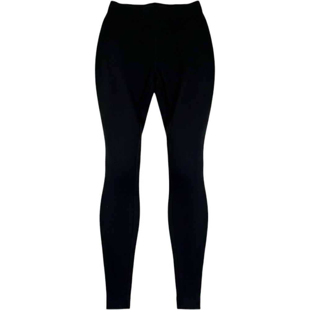 Lily Morgan Leggings Women 1X/2X Black Ribbed Seamless High Rise Stretch 1117314